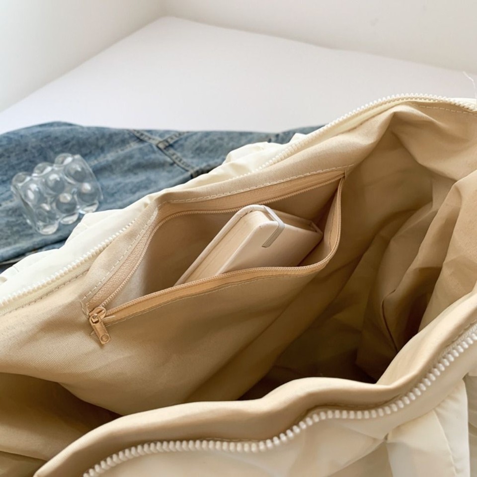 Solid Color Tote Bags Large Capacity Shoulder Bags Nine Square Grid