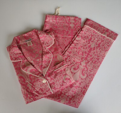 Bed Head Womens 100% Fine Cotton Pink Pajamas Set Pants Shirt Top Size P Small