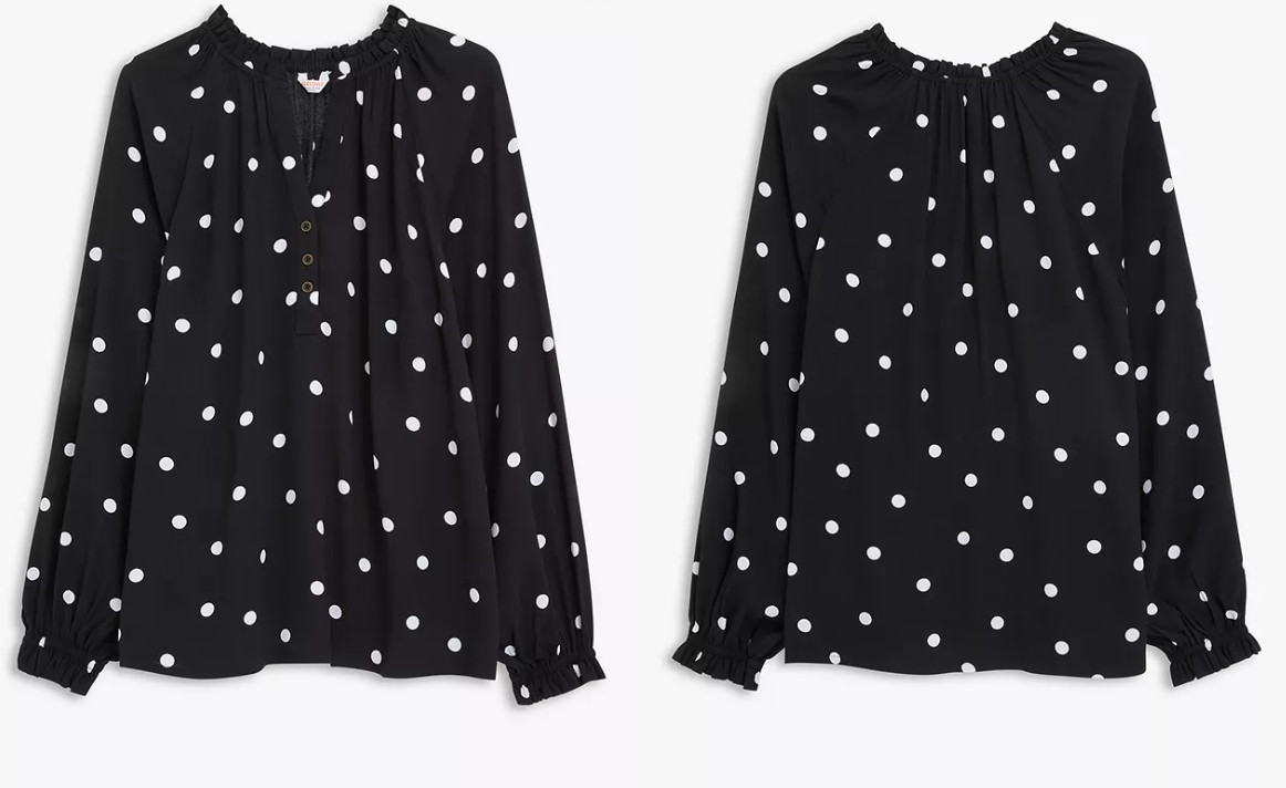 ANYDAY Polka Dot Balloon Sleeve Blouse, Black/White John Lewis RRP £28.00 CA643 image 7
