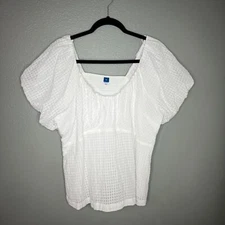 Old Navy Trapeze Milkmaid Top Size XL Calla Lily White Eyelet