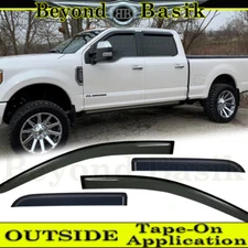 2017-2024 FORD F250 F350 F450 F550 4dr Crew Cab SMOKE Door Window Visors Guards