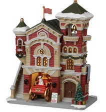 Lemax Union  Fire Company Lighted Holiday Village Building-LED