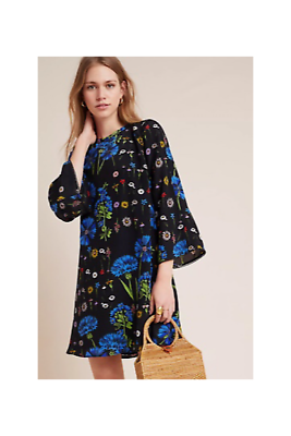 NWT Anthropologie Lucinda Silk Tunic mini dress S or M? botanical Floral  Black | eBay