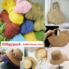 500g Raffia Organic Paper Yarn Rope for Summer Hat Bag Basket DIY 24color