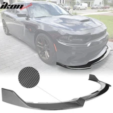 Fits 15-23 Dodge Charger SRT V1 Front Bumper Lip 3PCS Carbon Fiber Print ABS