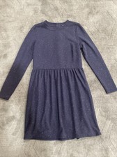 Loft Woman Fall Winter Sweater Dress Navy Ribbed. Buttons Small. Long Sleeve