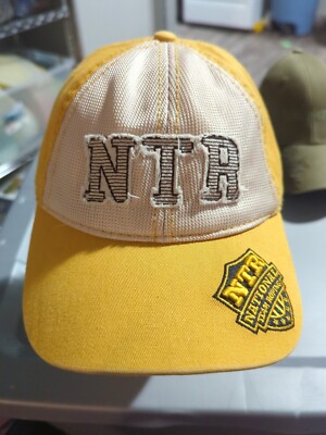 Vintage Hat Cap Hook & Loop Yellow NTR National Team Roping Rodeo Montana