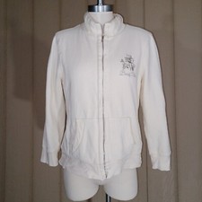 British Isles Coat Womens Medium Ivory Cream Sherpa Lined Warm Roses Thick Heavy