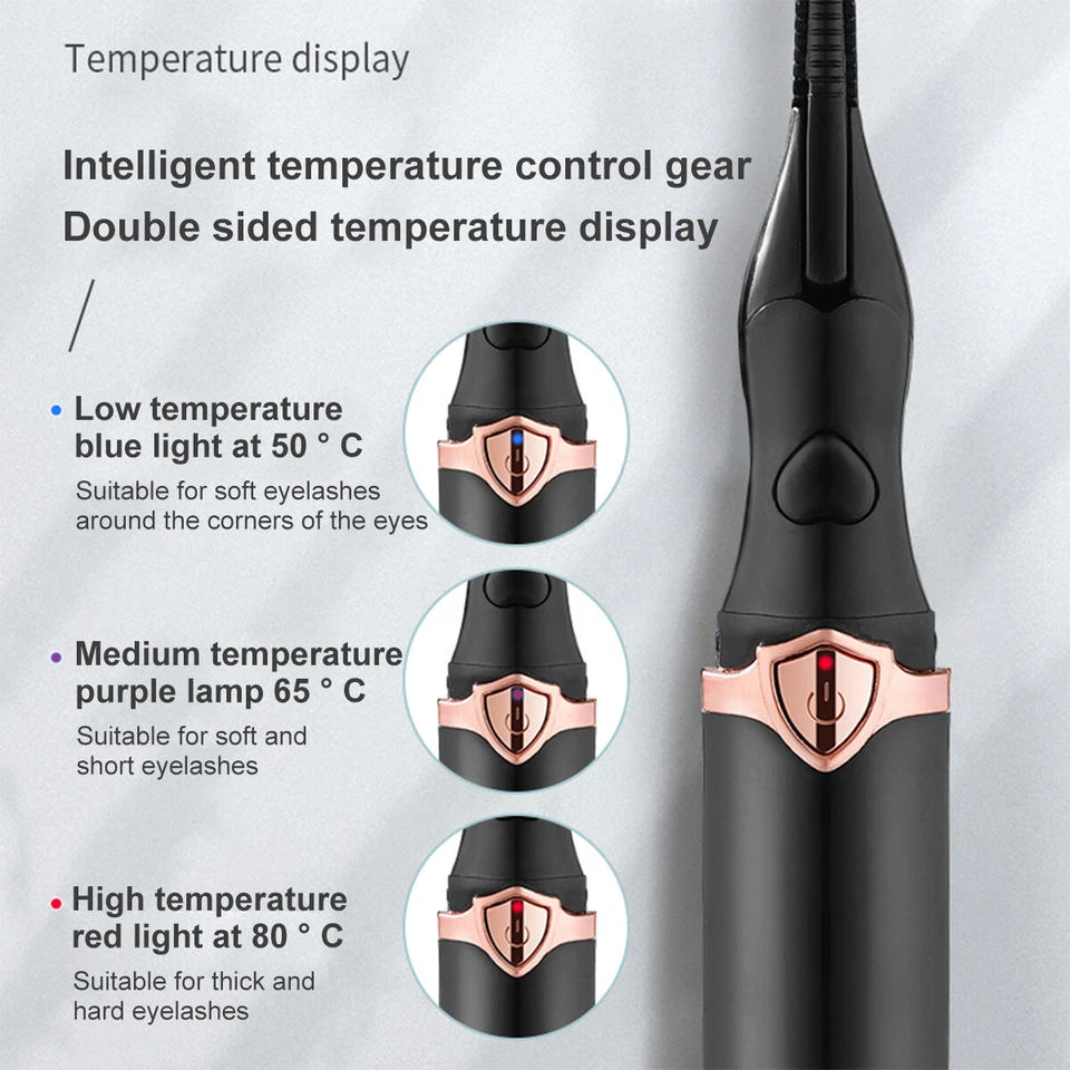 Rizador de pestañas eléctrico con calefacción USB recargable maquillaje herramienta de rizado de larga duración Foto 3 de 4