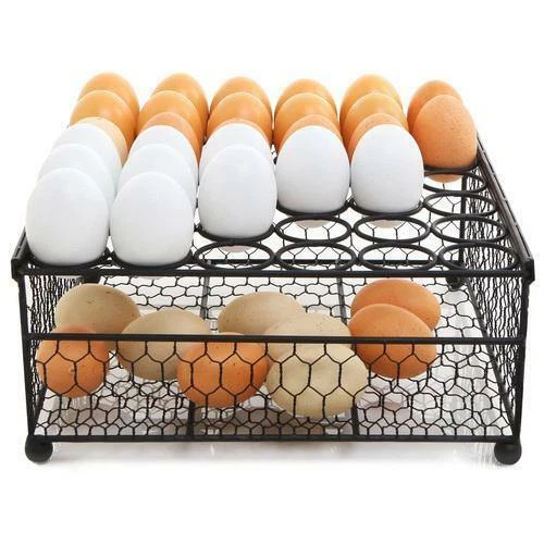 2-Tier Country Rustic Black Chicken Wire 36 Eggs Display Tray & Storage Basket - Image 4 of 4