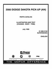 2000 Dodge Dakota Part Numbers Book List Guide Interchange Drawings