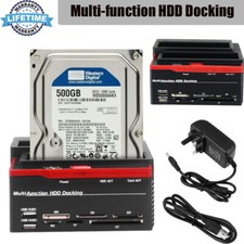 Hard Drive Docking Station HDD Dual Bay External Reader USB 2.5”/3.5" IDE SATA~