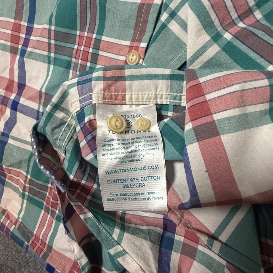 Рубашка с длинным рукавом на пуговицах мужская средняя клетчатая повседневная 7 бриллиантов - Изображение 4 из 4