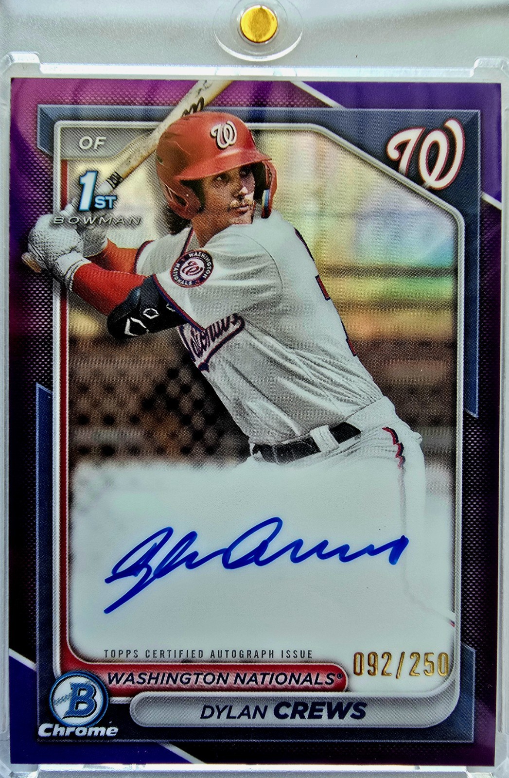 2024 Bowman Chrome Dylan Crews Autograph #CPA-DC /250 Purple Refractor