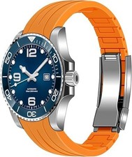 YISIWERA 18mm 20mm 22mm Rubber Watch Band Curved Ends, Soft Black Silicone Wa...