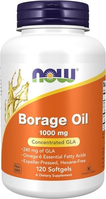 NOW, Borage Oil 1000 mg with 240mg of GLA (Gamma Linolenic Acid), 120 Softgels
