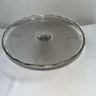 1950's Jeanette Glass Vintage Harp Pedestal Cake Stand Plate 10"  Plain Edge