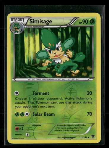 Pokemon TCG Simisage Grass Rare XY Base Set 11/146 NM
