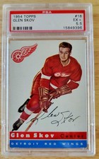 1954 Topps Hockey #16 Glen Skov, Detroit Red Wings PSA 5.5 EX+!!