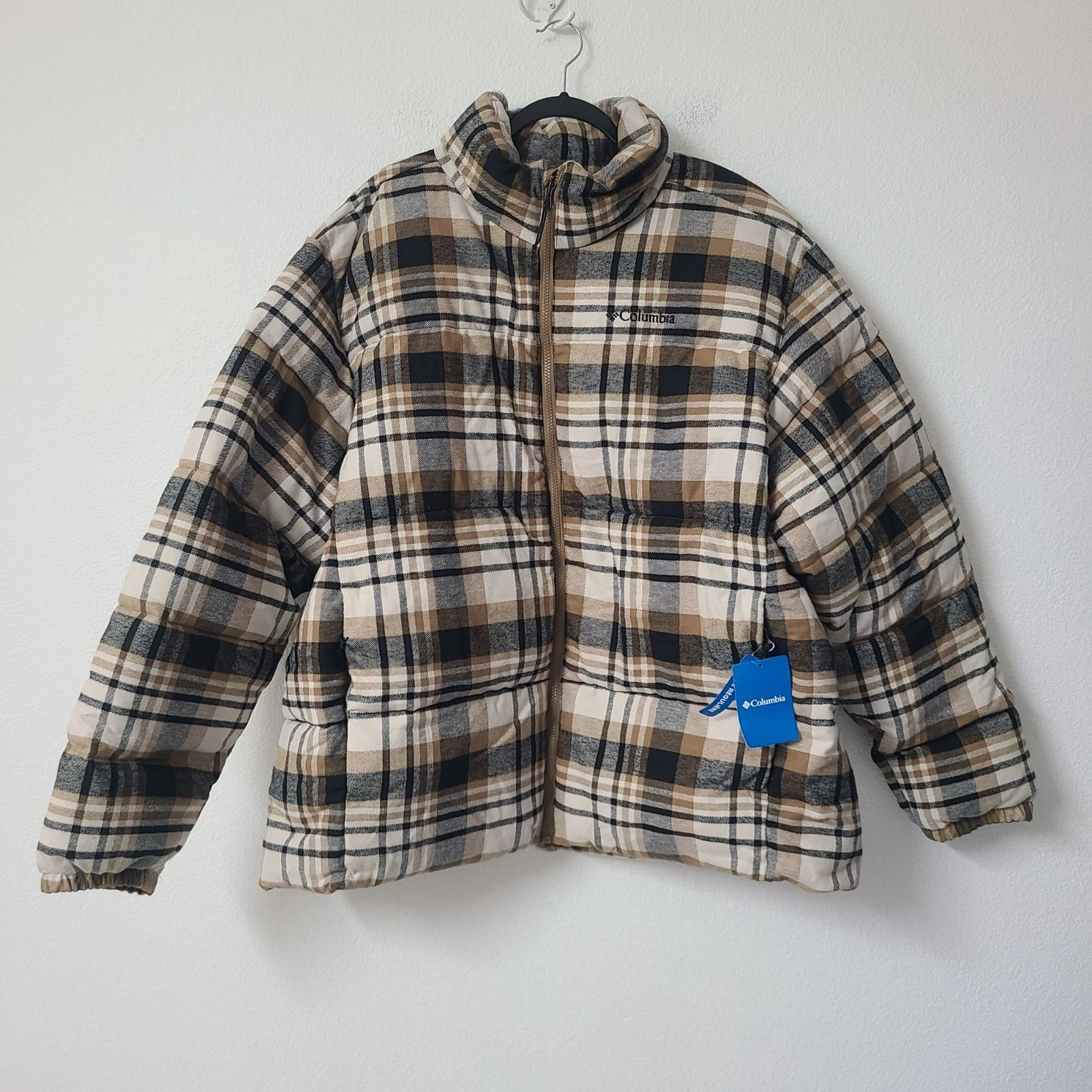 Columbia Puffect Novelty Plaid Puffer Jacket WM7609-257 Size XXL Brown