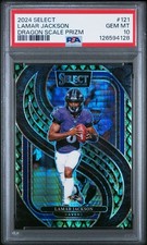2024 Panini NFL Select Lamar Jackson Green Dragon Scale Prizm /81