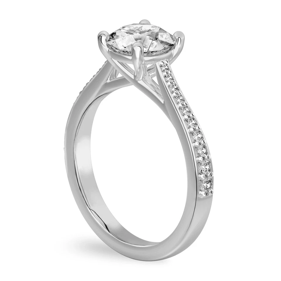 Кольцо с бриллиантом для свадьбы выращенное в лаборатории платина круглое 1,3 карата сертифицированное IGI PT950 - Изображение 4 из 4