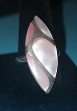 Pink Mother Of Pearl Sterling Ring Sz 11. Gorgeous     