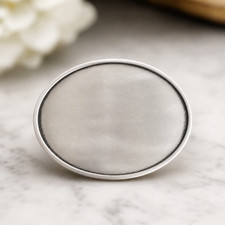 Classic Oval Blank Belt Buckle Silver Tone Western Vintage Metal Plain