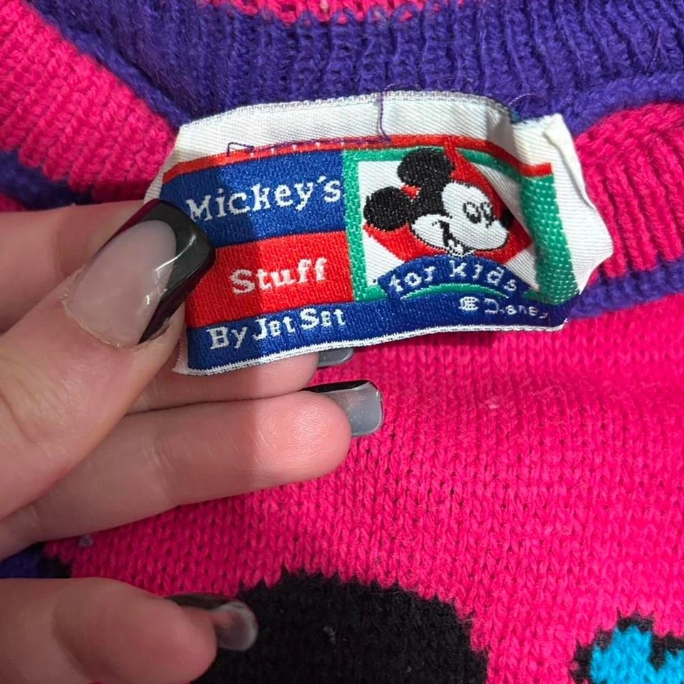 Suéter Tejido Vintage Disney Retro Mickey Mouse Minnie Mouse Niños Talla Mediana Foto 3 de 4