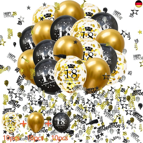 Geburtstagsdeko 18 Schwarz Gold, 18. Geburtstag Deko, Deko 18. Geburtstag MäDche-image