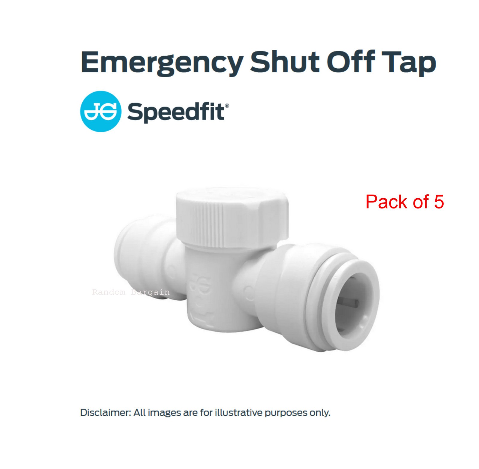 Pack of 5 - John Guest Speedfit Emergency Shut Off Tap 15mm - 15ESOT