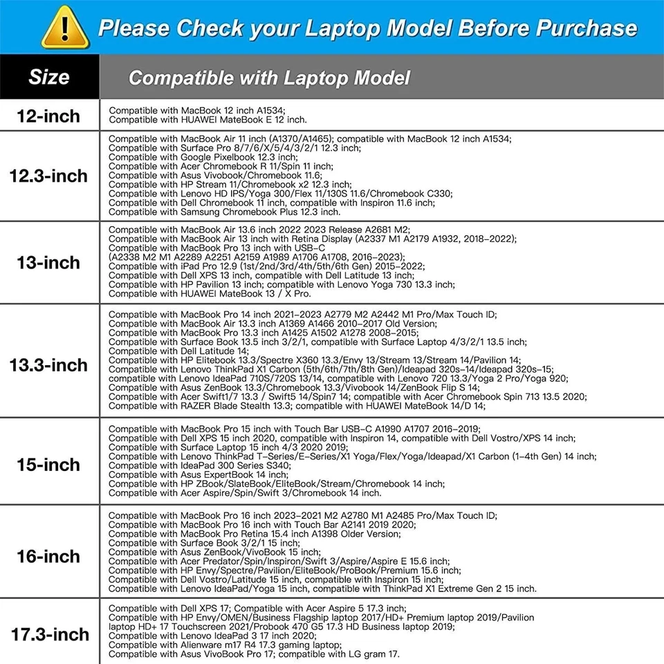 Laptop Sleeve Case Bag For 13" MacBook Air Pro M2 2022 14" MacBook Pro M2 2023 - Image 2 of 4