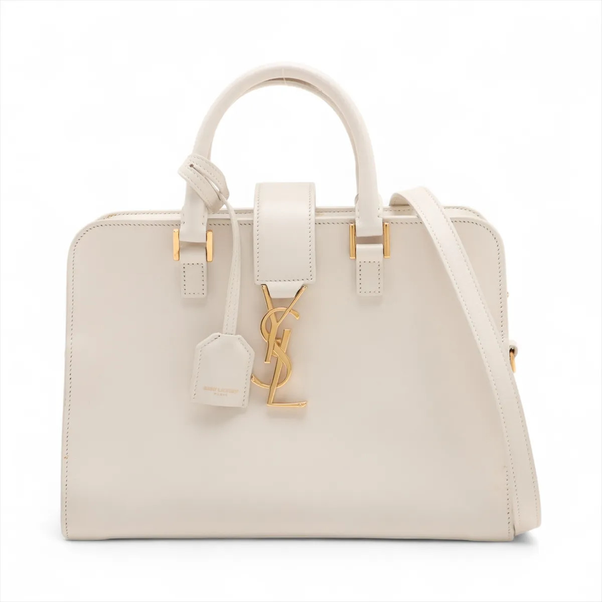 Borsa a mano Saint Laurent Paris Baby Cabas in pelle a 2 vie bianca 372087