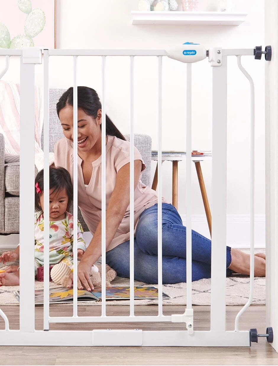 Wide Baby Safety Gate 29"-38.5" w/Walk Through Door Pet Fence Door Child Indoor