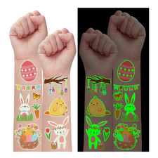 Glow Easter Basket Essentials Temporary Tattoos for Kids, 100 Styles Luminous Fa