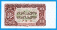 A3 - Czechoslovakia 10 Kr. 1953 Crisp Uncirculated Banknote P. 83 SN: CP-024438