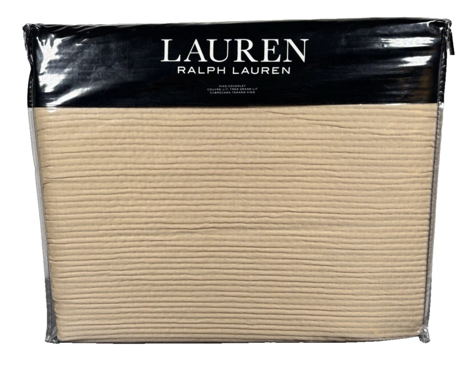 Ralph Lauren Spencer Matelassé King Coverlet Cotton Bedding CLA Tan - Image 2 of 4
