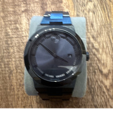 Movado Mens Analog Wristwatch Black Dial Meta...