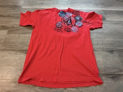Vintage Volcom Shirt Mens Medium Red Skater Cyber Goth Logo Grunge Y2K Punk Rock