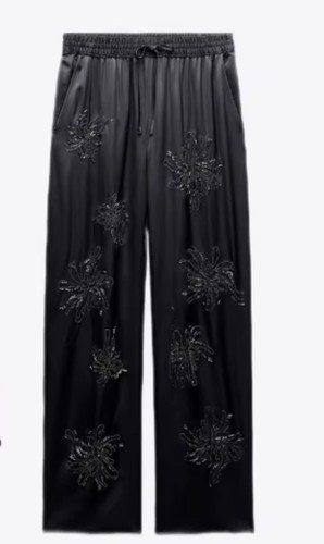 ZARA BEADED TROUSERS SIZE XL ANTHRACITE GREY