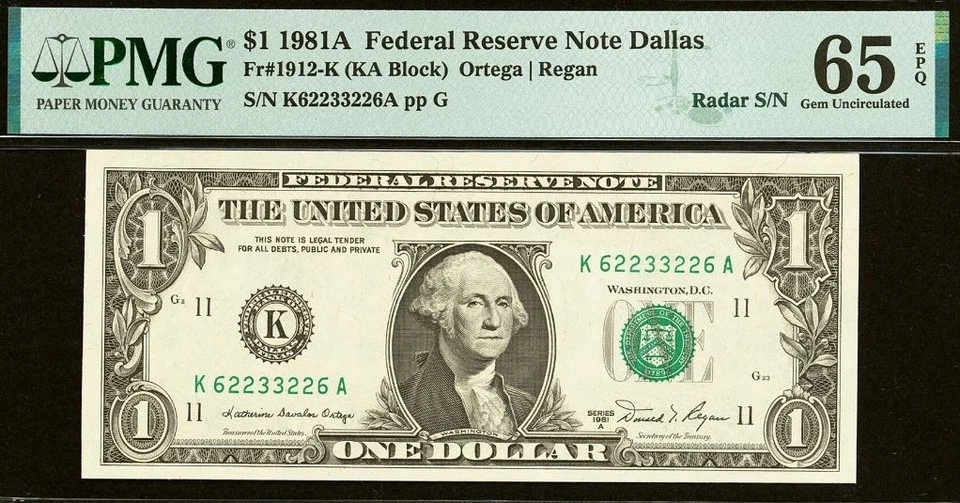 3 Matching Radar Serial Numbers - 1969D 1981 1988A $1 FRN PMG 66EPQ 65EPQ 64EPQ - Image 4 of 4