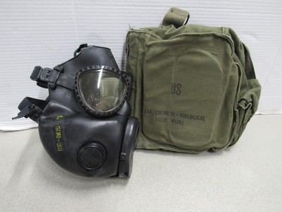 1965 Vietnam Era US M17 Gas Mask Medium w/ Canvas Bag MSA Mine