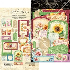 Graphic 45 Die-Cut Assortment-Tags & Frames, Season To Celebrate - 2 Pack