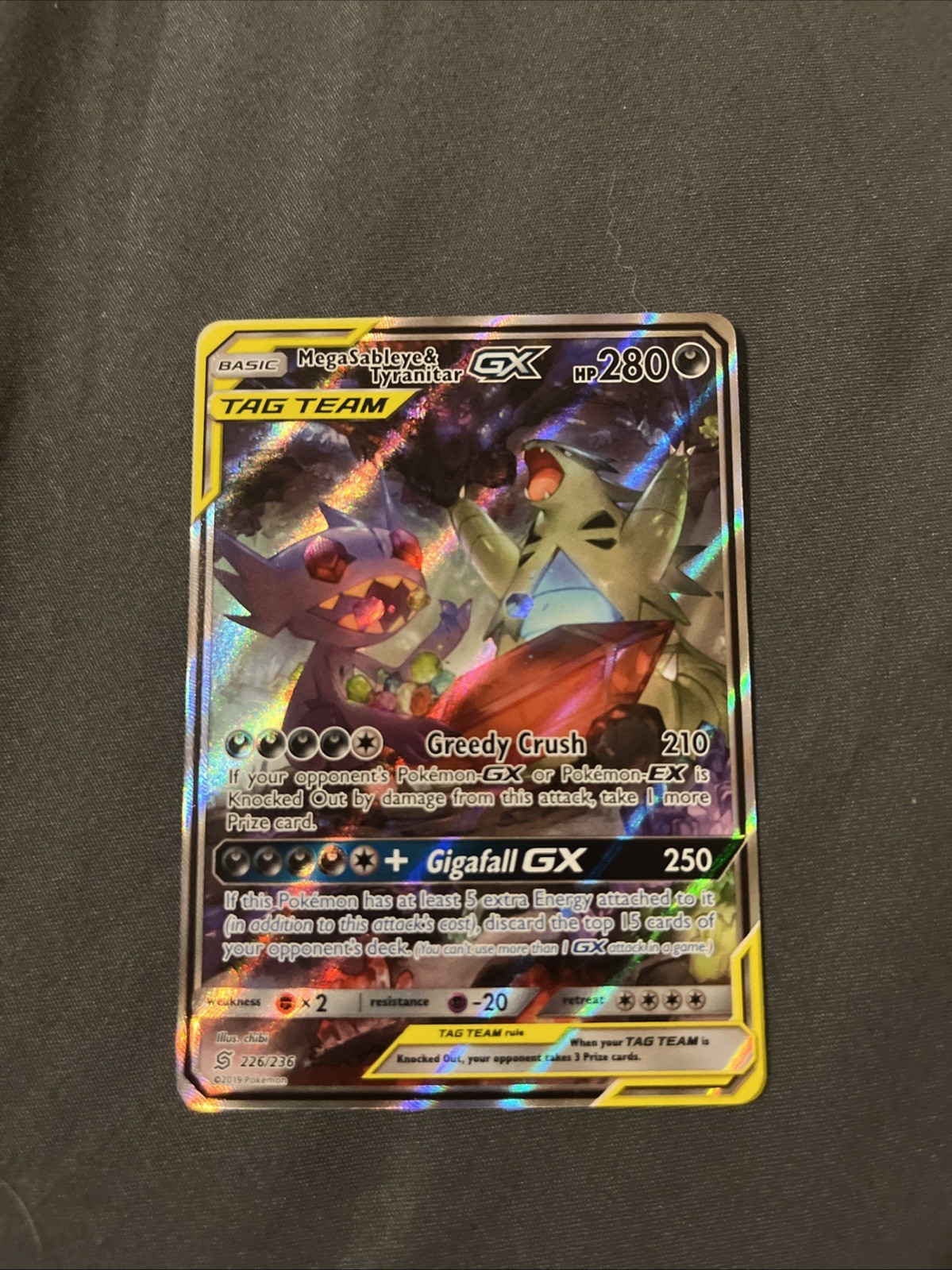 Mega Sableye & Tyranitar GX (Alternate Full Art) 226/236 Sm-Unified Minds LP-NM