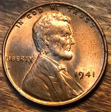 1941 Lincoln Wheat Cent Bu W Natural Toning Starting Actual Penny Pictured