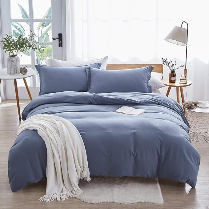Duvet Cover Microfiber 3 Piece Set - KING - Dreaming Wapiti - HAZE BLUE-image