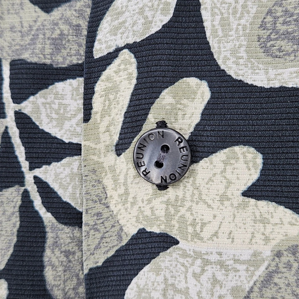 Vintage Reunion Menswear Shirt Mens Medium Button Up Silk Floral Short Sleeve - Image 3 of 4