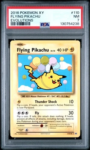 2016 POKEMON XY EVOLUTIONS #110 FLYING PIKACHU PSA 7