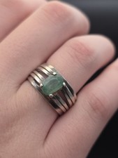 VTG JADE STERLING SILVER RING SIZE 10
