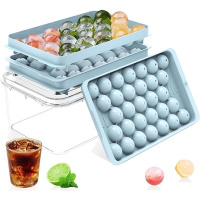 Ice Cube Tray with Lid and Bin Food-Grade BPA-Free Stackable for Cocktails